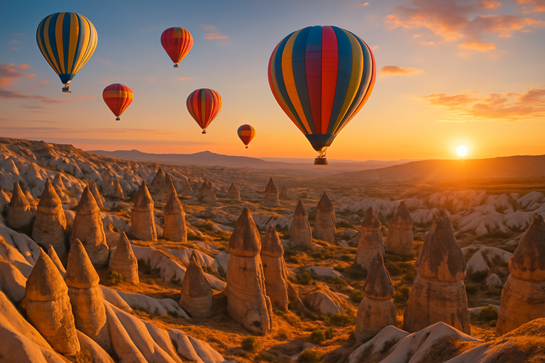 Senja Di balon udara di Cappadocia