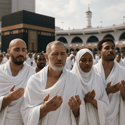 Jamaah Umroh sedang berdoa depan kabaah