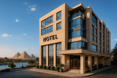 Hotel yang berada di kairo mesir dengan pemandangan piramida giza