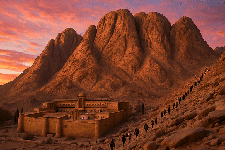 View pemandangan gunung sinai yang sangat indah dan menjadi simbol perjalanan yang spiritual
