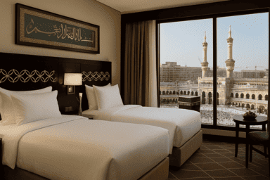 Pemandangan masjidil haram yang sangat indah dari dalam hotel