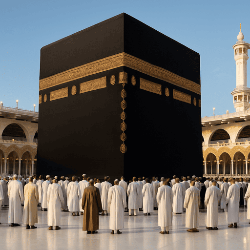 Pemandangan sejumlah jamaah umroh yang sedang menghadap ke kaabah