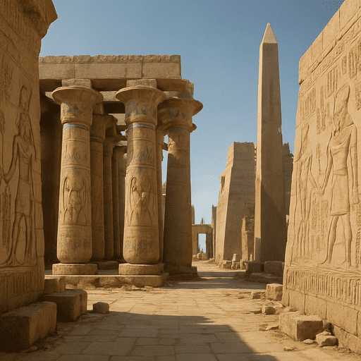 Pemandangan Karnak yang berada di mesir merupakan kompleks kuil terbesar di dunia