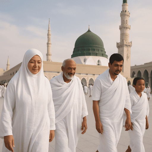 Jamaah umroh yang sedang berada di masjid nabawi