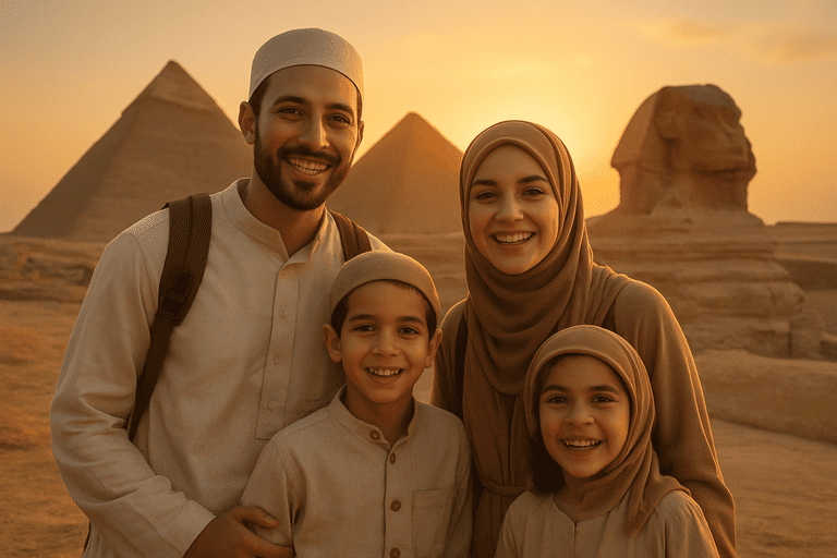 Foto bersama keluarga di piramida mesir