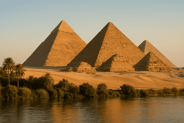 Pemandangan piramida giza yang sangat indah dan menjadi ikonik mesir