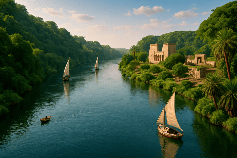 View pemandangan sungai nil yang sangat cantik yang berada di mesir