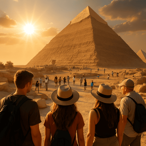 Melihat pemandangan piramid giza bersama teman-teman di mesir