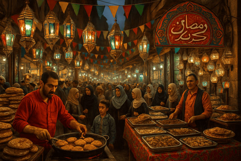 Bazar ramadhan yang berada di mesir yang menyajikan berbagai maknan khas mesir