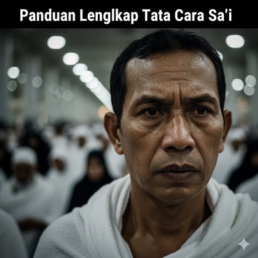 05. Wajah seorang jamaah yang tekun selama Sa'i, menunjukkan keringat dan fokus spiritual.