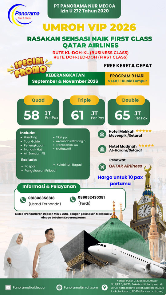 Umroh VIP 2026 Start Malaysia
